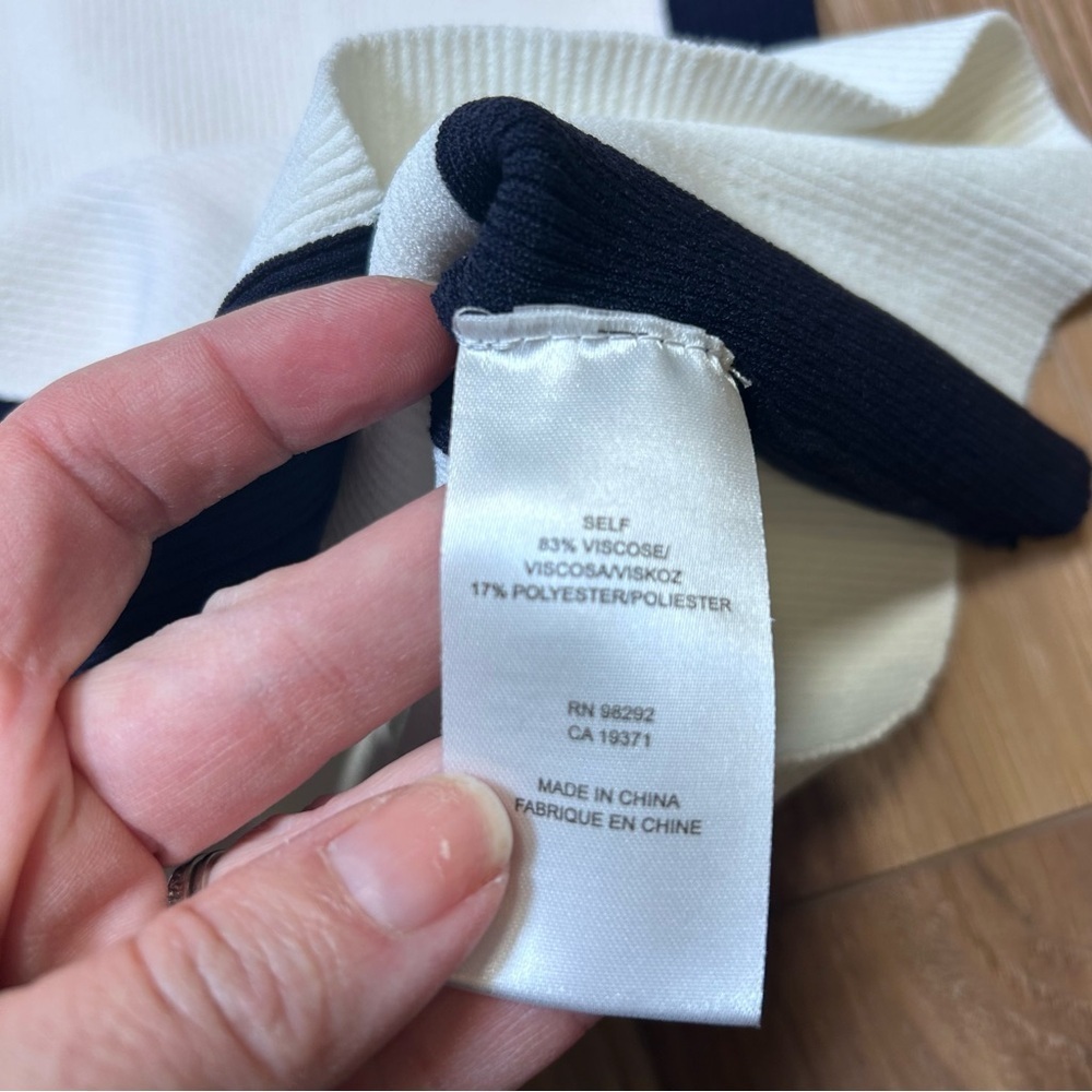 Tibi white color block pullover ribbed knit top size small minimalist capsule - Picture 5 of 8